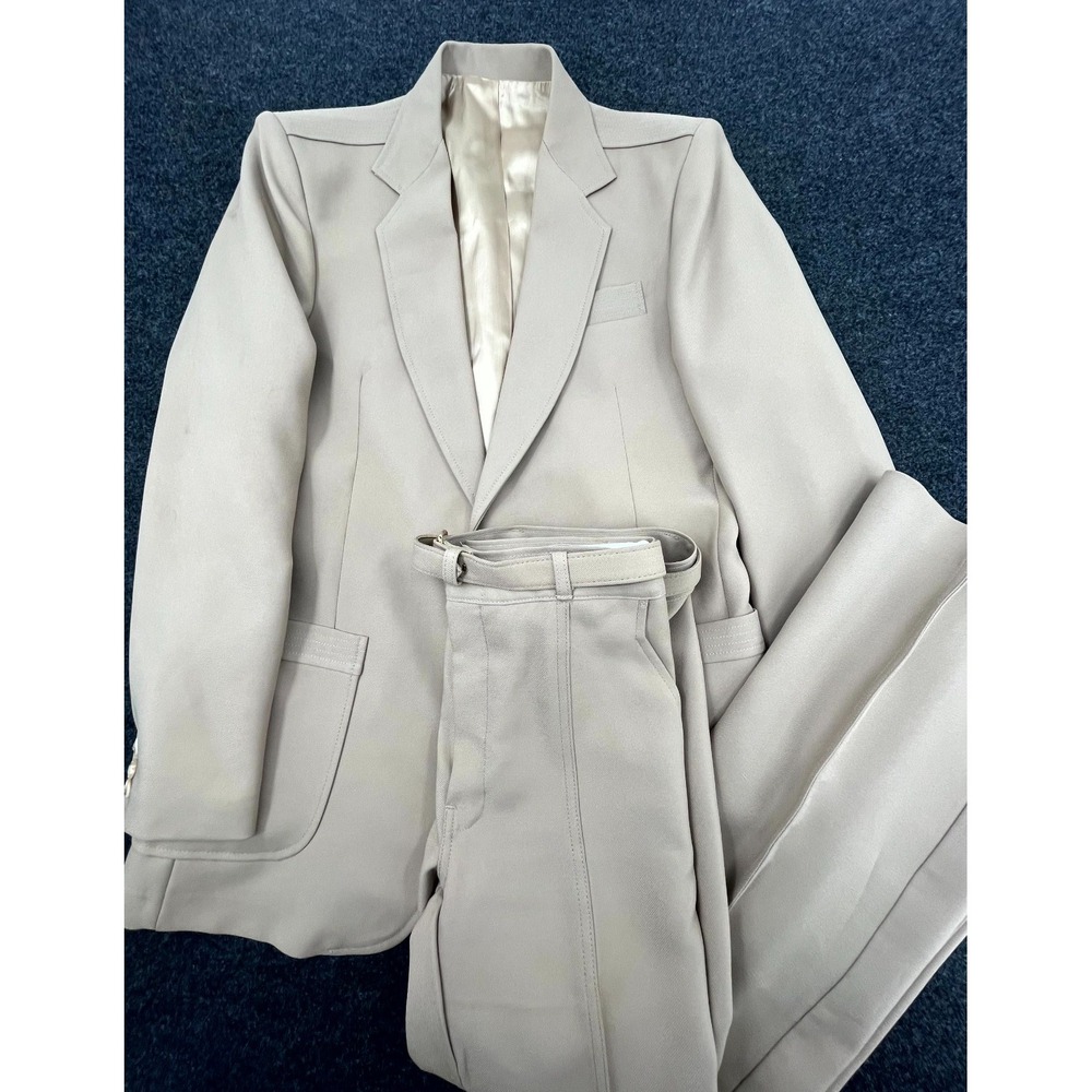 Vintage Angels Flight 2-PC Suit Set Mens 42 Beige Notch Lapel Single Breasted